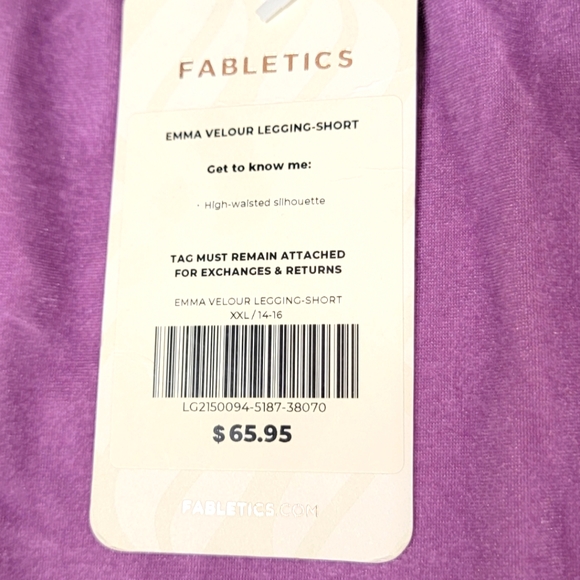Fabletics Emma Velour Legging Short Size XXL. #242 - Picture 2 of 3